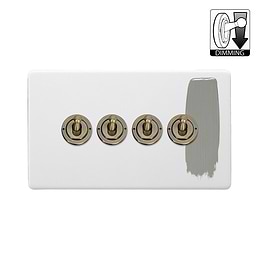 Soho Lighting Primed Paintable 4 Gang Dimming Toggle Switch with Antique Brass Switch
