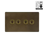 Vintage Brass 4 Gang Dimming Toggle Switch
