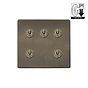 The Charterhouse Collection Antique Brass 5 Gang Dimming Toggle Switch