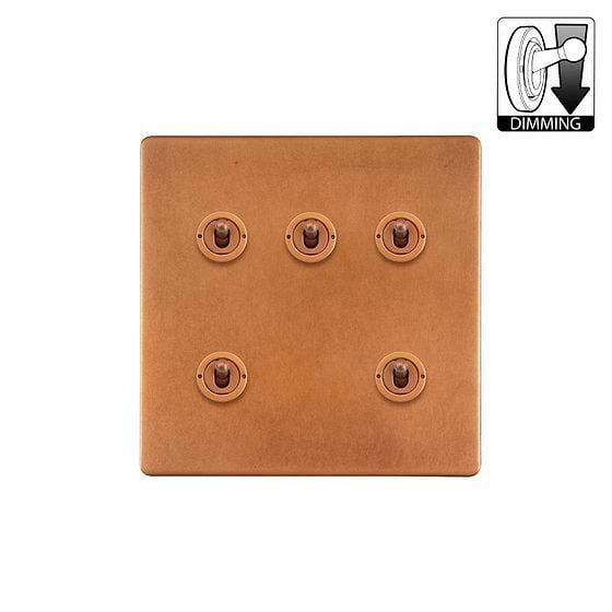 The Chiswick Collection Antique Copper 5 Gang Dimming Toggle Switch