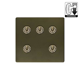 The Eton Collection Bronze 5 Gang Dimming Toggle Switch