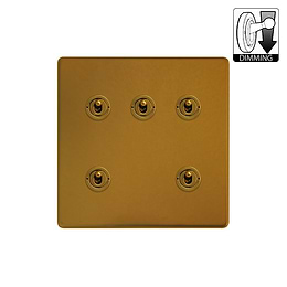Antique Gold 5 Gang Dimming Toggle Switch
