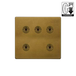 Old Brass 5 Gang Dimming Toggle Switch
