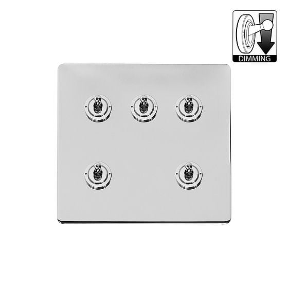 The Finsbury Collection Polished Chrome 5 Gang Dimming Toggle Switch