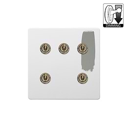 Soho Lighting Primed Paintable 5 Gang Dimming Toggle Switch with Antique Brass Switch