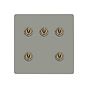 Soho Lighting Primed Paintable 5 Gang Dimming Toggle Switch with Antique Brass Switch