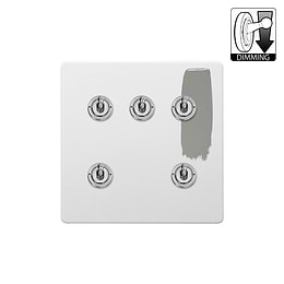 Soho Lighting Primed Paintable 5 Gang Dimming Toggle Switch with Brushed Chrome Switch