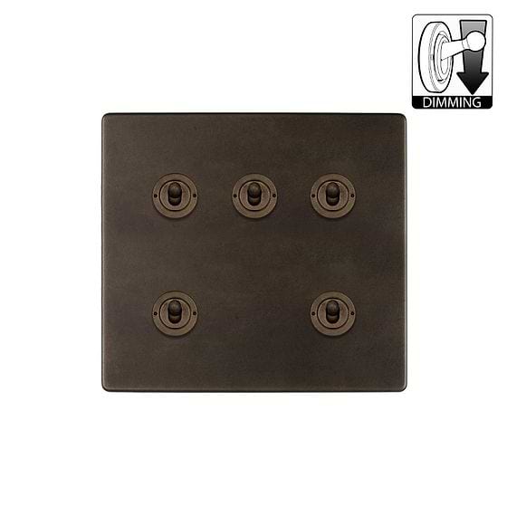 The Westminster Collection Vintage Brass 5 Gang Dimming Toggle Switch
