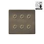The Charterhouse Collection Antique Brass 6 Gang Dimming Toggle Switch