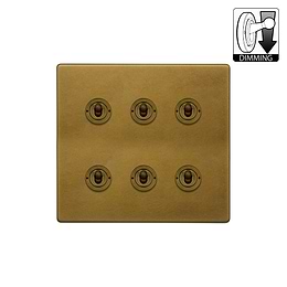 Old Brass 6 Gang Dimming Toggle Switch
