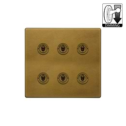The Belgravia Collection Old Brass 6 Gang Dimming Toggle Switch