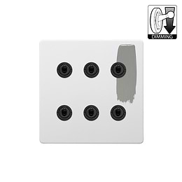 Soho Lighting Primed Paintable 6 Gang Dimming Toggle Switch with Matt Black Switch