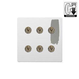 Soho Lighting Primed Paintable 6 Gang Dimming Toggle Switch with Antique Brass Switch