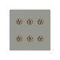 Soho Lighting Primed Paintable 6 Gang Dimming Toggle Switch with Antique Brass Switch