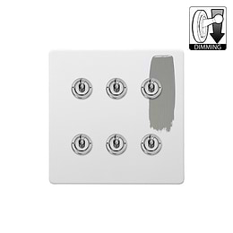 Soho Lighting Primed Paintable 6 Gang Dimming Toggle Switch with Brushed Chrome Switch