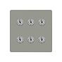 Soho Lighting Primed Paintable 6 Gang Dimming Toggle Switch with Brushed Chrome Switch