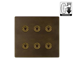 The Westminster Collection Vintage Brass 6 Gang Dimming Toggle Switch