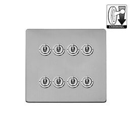 The Lombard Collection Brushed Chrome 8 Gang Dimming Toggle Switch