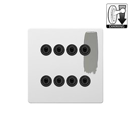 Soho Lighting Primed Paintable 8 Gang Dimming Toggle Switch with Matt Black Switch