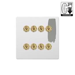 Soho Lighting Primed Paintable 8 Gang Dimming Toggle Switch with Brushed Brass Switch