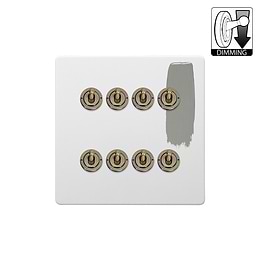 Soho Lighting Primed Paintable 8 Gang Dimming Toggle Switch with Antique Brass Switch