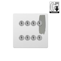 Soho Lighting Primed Paintable 8 Gang Dimming Toggle Switch with Brushed Chrome Switch