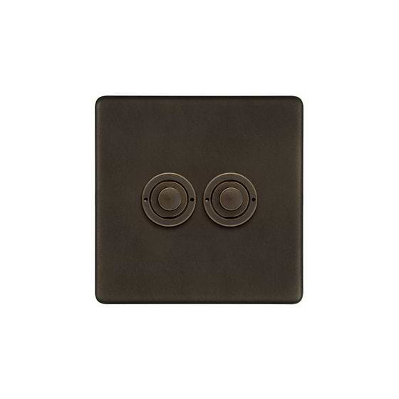 Soho Lighting Vintage Brass 2 Gang 6A 2 Way Push Button Switch