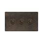 Soho Lighting Vintage Brass 3 Gang 6A 2 Way Push Button Switch