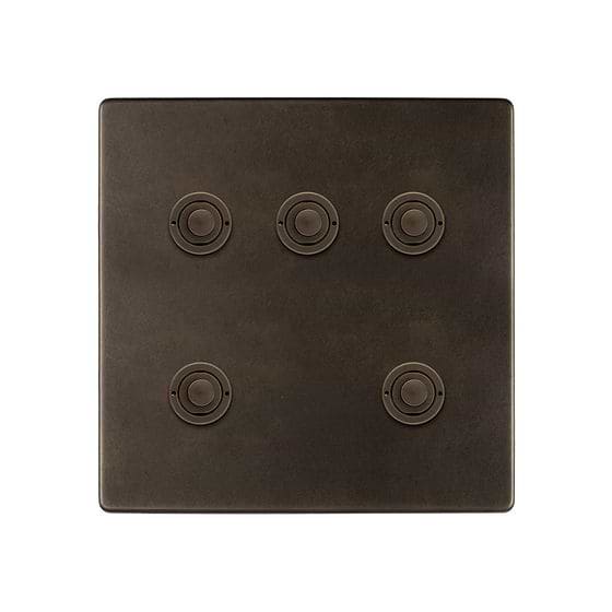 Soho Lighting Vintage Brass 5 Gang 6A 2 Way Push Button Switch