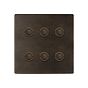 Soho Lighting Vintage Brass 6 Gang 6A 2 Way Push Button Switch