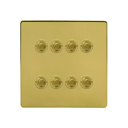 Soho Lighting Brushed Brass 8 Gang 6A 2 Way Push Button Switch