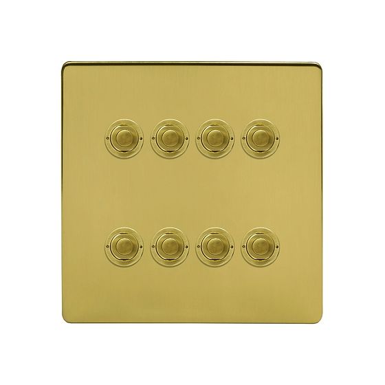 Soho Lighting Brushed Brass 8 Gang 6A 2 Way Push Button Switch