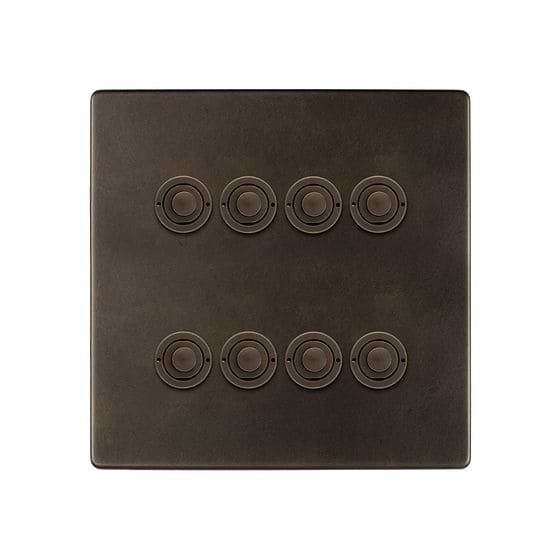 Soho Lighting Vintage Brass 8 Gang 6A 2 Way Push Button Switch
