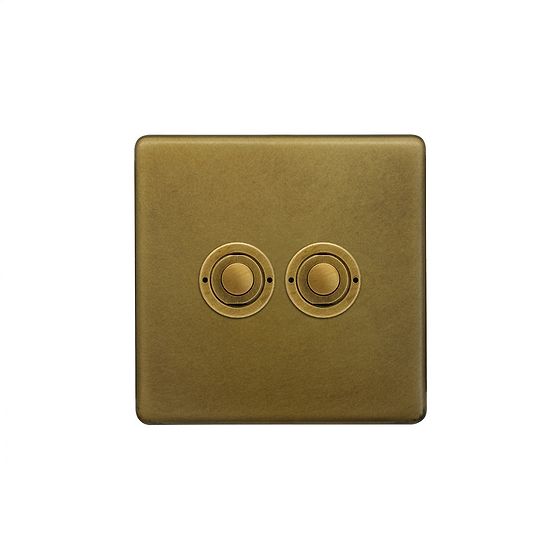 Soho Lighting Old Brass 2 Gang 6A 2 Way Retractive Push Button Switch