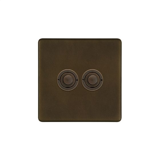 Soho Lighting Vintage Brass 2 Gang 6A 2 Way Retractive Push Button Switch