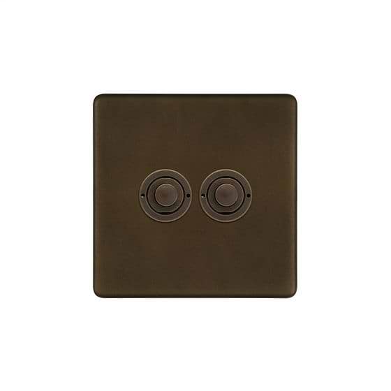 Soho Lighting Vintage Brass 2 Gang 6A 2 Way Push Button Switch