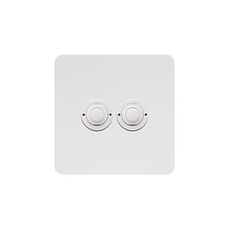 Soho Lighting White Metal 2 Gang 6A 2 Way Retractive Push Button Switch
