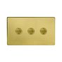 Soho Lighting Brushed Brass 3 Gang 6A 2 Way Retractive Push Button Switch
