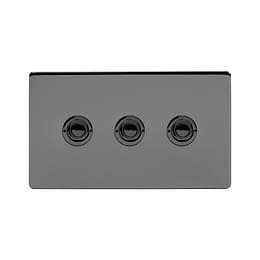 Soho Lighting Black Nickel 3 Gang 6A 2 Way Retractive Push Button Switch