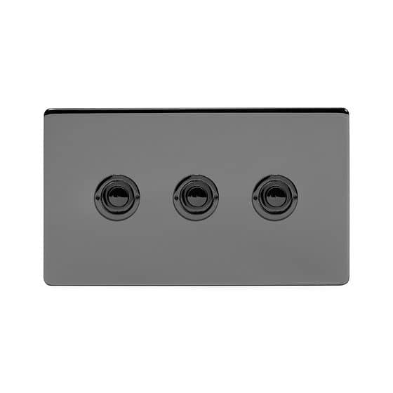 Soho Lighting Black Nickel 3 Gang 6A 2 Way Retractive Push Button Switch