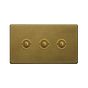 Soho Lighting Old Brass 3 Gang 6A 2 Way Retractive Push Button Switch