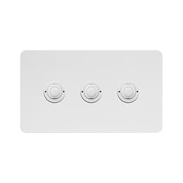 Soho Lighting White Metal 3 Gang 6A 2 Way Retractive Push Button Switch