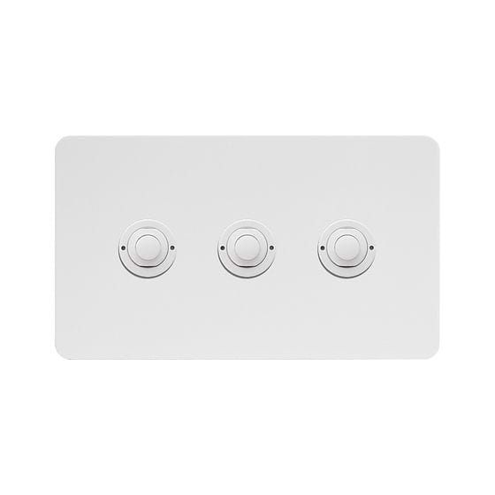 Soho Lighting White Metal 3 Gang 6A 2 Way Retractive Push Button Switch