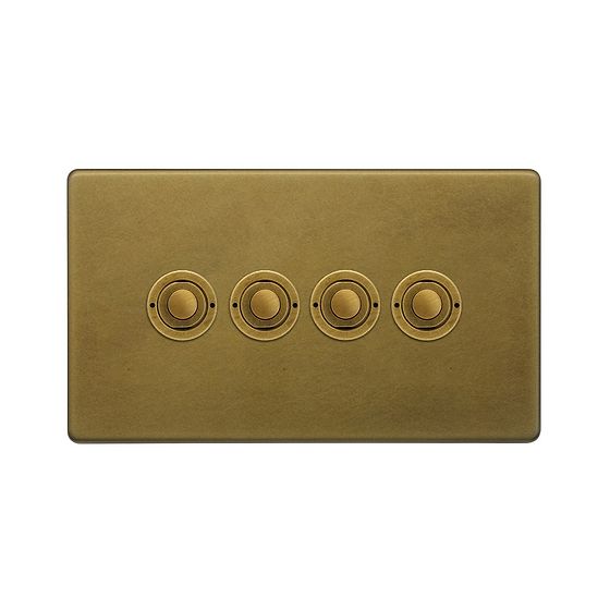 Soho Lighting Old Brass 4 Gang 6A 2 Way Retractive Push Button Switch