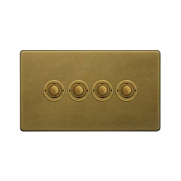 Soho Lighting Old Brass 4 Gang 6A 2 Way Push Button Switch