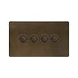 Soho Lighting Vintage Brass 4 Gang 6A 2 Way Retractive Push Button Switch