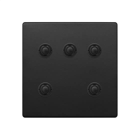Soho Lighting Matt Black 5 Gang 6A 2 Way Retractive Push Button Switch