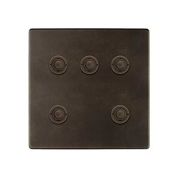 Soho Lighting Vintage Brass 5 Gang 6A 2 Way Retractive Push Button Switch