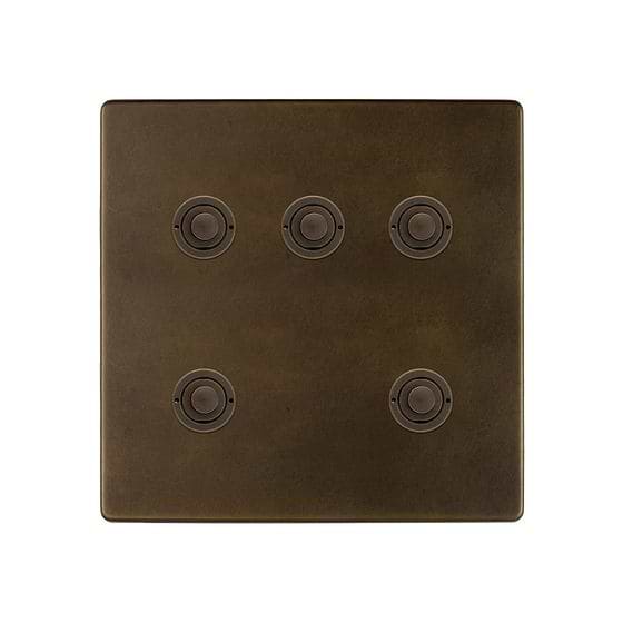 Soho Lighting Vintage Brass 5 Gang 6A 2 Way Push Button Switch
