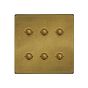 Soho Lighting Old Brass 6 Gang 6A 2 Way Retractive Push Button Switch
